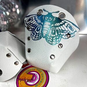 Deaths head moth roller skates toe guards Leather roller skate toe guards